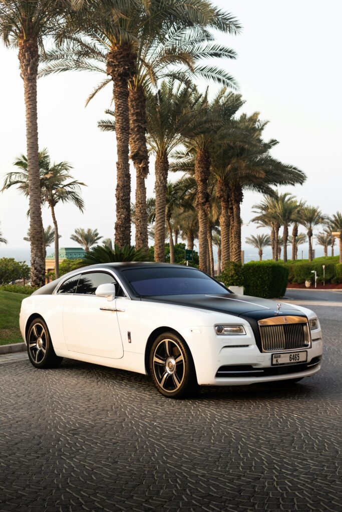 Black Rolls-Royce Phantom luxury transfer vehicle arriving at Gdansk Lech Walesa Airport